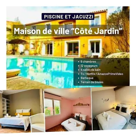 « cote Jardin » Central/piscine/jacuzzi/parking